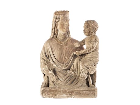 Museale Figur der Madonna mit Kind des 14./ 15. Jahrhunderts